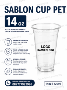 Sablon Cup Plastik PET 14 oz