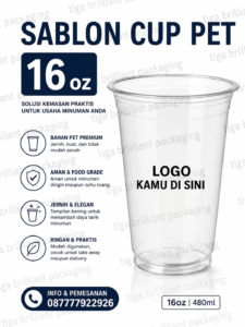 Sablon Cup Plastik PET 16 oz