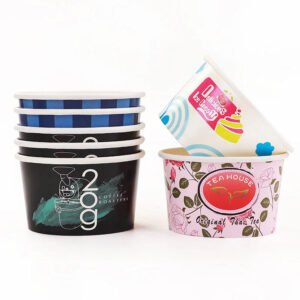 Printing Paper Bowl 650ml Full Color Custom + Tutup isi 1000 pcs gratis desain