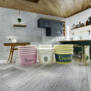 Hce8d46501ad74c46a7dc6d412568b0e7h Printing Paper Bowl 1000ml Full Color Custom + Tutup isi 2000 Gratis Desain