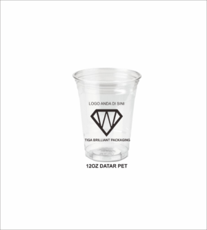 cup pet datar 12oz Sablon Cup 12 oz PET Datar + Tutup - Isi 1000 Pcs (Logo 1 Warna) gratis desain