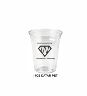 cup pet datar 14oz Sablon Cup Plastik PET 14 oz Datar + Tutup - Isi 1000 Pcs (Logo 1 Warna) gratis desain