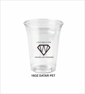 cup pet datar 16oz Sablon Cup Plastik PET 16 oz Datar + Tutup - Isi 1000 Pcs (Logo 1 Warna) gratis desain