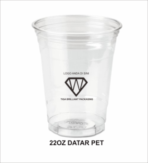cup pet datar 22oz Sablon Cup Plastik PET 22 oz Datar + Tutup - Isi 1000 Pcs (Logo 1 Warna)