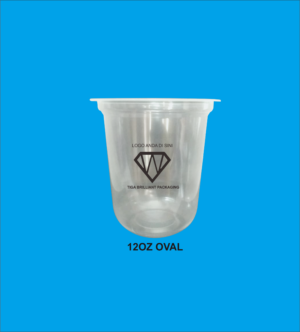 cup pp oval 12oz Sablon Cup Plastik PP Oval 12 oz (Tanpa Tutup) - Isi 1000 Pcs (Logo 1 Warna) gratis ongkir