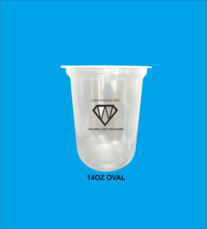 cup pp oval 14oz Sablon Cup Plastik PP 14 oz Oval (Tanpa Tutup) - Isi 1000 Pcs (Logo 1 Warna) gratis ongkir