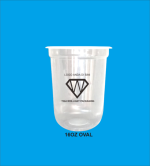 cup pp oval 16oz Sablon Cup 16 oz PP Plastik Oval (Tanpa Tutup) - Isi 1000 Pcs (Logo 1 Warna) gratis desain