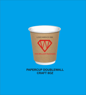 double wall kraft Sablon Paper Cup Double Wall 8 oz + Tutup - Isi 1000 Pcs (Logo 1 Warna): Solusi Branding Bisnis Kopi Anda
