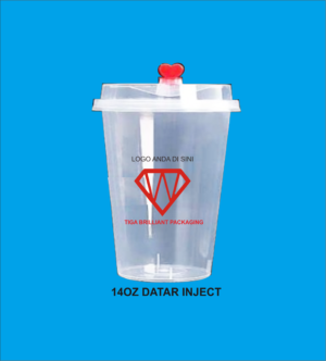 inject 14 Sablon Cup Plastik PP Injection 14oz + Tutup + Stopper: Kemasan Premium Kelas Atas Bisnis Minuman Modern