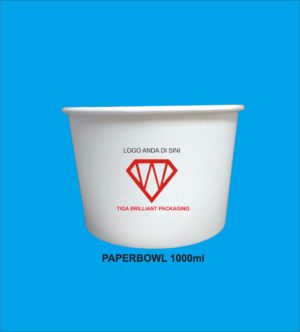 paper bowl 1000 ml Sablon Paper Bowl 1000ml (1 Liter) + Tutup Isi 1.000 Pcs (Free Custom Logo 1 Warna) gratis ongkir