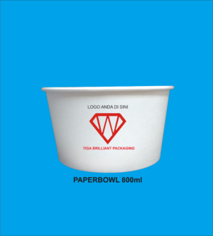 paper bowl 800 ml Sablon Paper Bowl 800ml + Tutup Isi 1.000 Pcs (Free Custom Logo 1 Warna) gratis ongkir