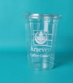 Sablon Cup Plastik PET 16 oz Datar + Tutup - Isi 1000 Pcs (Logo 1 Warna) gratis desain